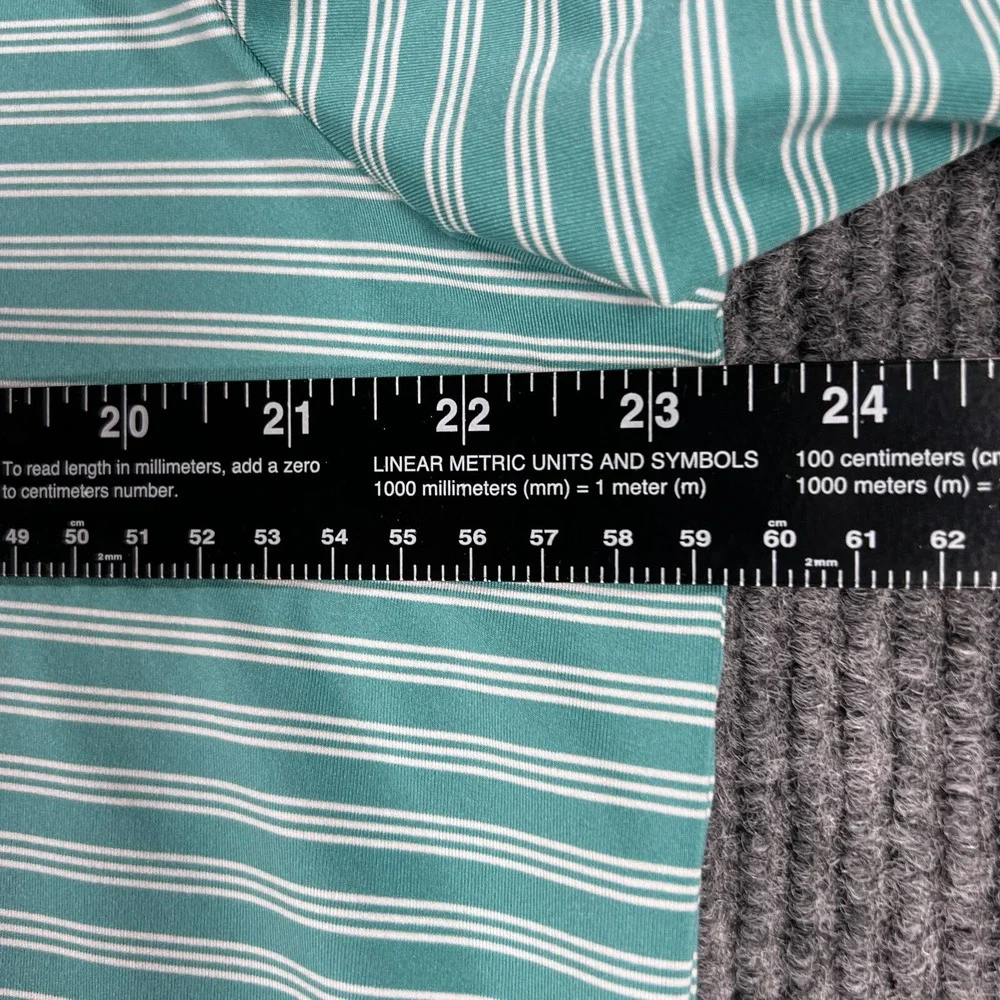 Adidas Polo Shirt Mens Large Green Striped Short Sleeve Casual Golf Outdoor